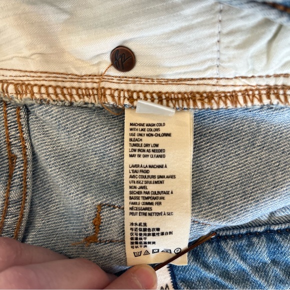 We The Free Button Fly Cut Off Denim Mini Skirt Size 30 - Picture 7 of 8